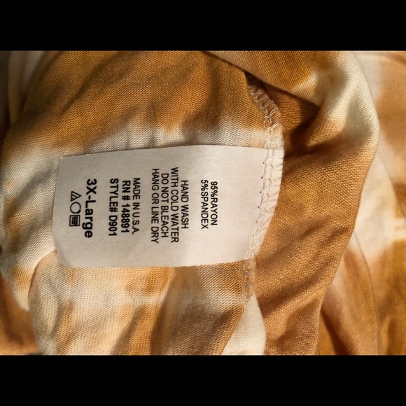 Plus Size Strapless Tie Dye yellow Maxi Dress - Picture 8 of 8